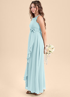Azazie Lilenne Junior Sea Glass A-Line Bow Chiffon Dress image4