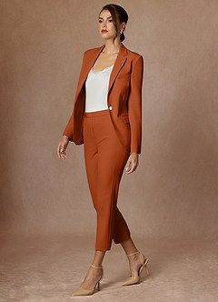 front Kennedy Burnt Orange Structured Stretch Dress Pants