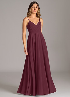 Azazie Amani Bridesmaid Dresses Cabernet A-Line Pleated Chiffon Dress image5