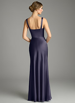 Azazie Alouette Bridesmaid Dresses Stormy Mermaid Pleated Stretch Satin Dress image2