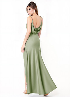 Azazie Alaija Bridesmaid Dresses Dusty Sage Mermaid Side Slit Stretch Satin Dress image1