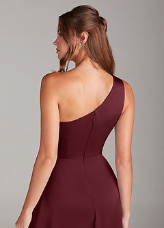 Azazie Brooke Suknie dla druhen Linia A Jedno ramię Satyna elastyczna Długość kostki Sukienka image2