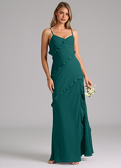 Azazie Nancie Bridesmaid Dresses Peacock Mermaid Ruched Chiffon Dress image4