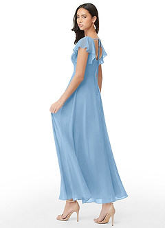Azazie Bondi Bridesmaid Dresses Powder Blue A-Line Ruched Chiffon Dress image4