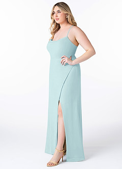 Azazie Maliya Final Sale Eucalyptus Sheath Pleated Chiffon Dress image8