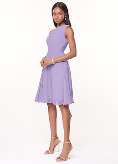 Azazie Katrina Bridesmaid Dresses Lilac A-Line One Shoulder Chiffon Dress image3
