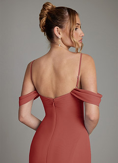 Azazie Karmela Bridesmaid Dresses Terracotta A-Line Off the Shoulder Chiffon Dress image6
