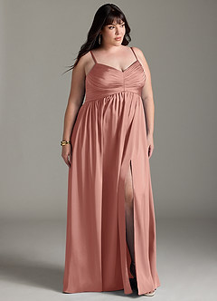 Azazie Alia Brautjungfernkleider A-Linie Plissee Stretch-Satin Kleid Rosettenrosa image12