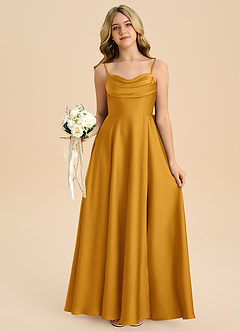 Azazie Bear Junior Butterscotch A-Line Sweetheart Neckline Stretch Satin Dress image7