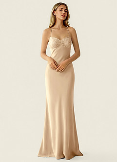 Valerianaire Champagne Beading Satin Prom Dress image3