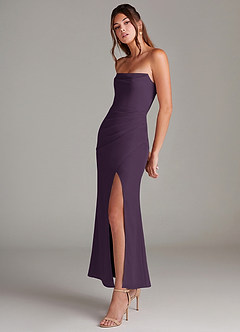 Azazie Leonis Bridesmaid Dresses Plum Mermaid Strapless Chiffon Convertible Dress image3