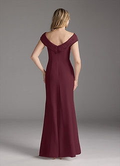 Azazie Cupid Mother of the Bride Dresses Cabernet A-Line Boatneck Lace Chiffon Dress image5
