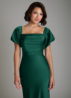 Azazie Lea Bridesmaid Dresses Emerald Mermaid Off the Shoulder Stretch Satin Convertible Dress image7
