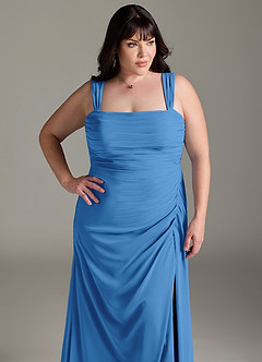 Azazie Jesaphine Abiti da Damigella Abito Tubino in Chiffon Fiocco Blue Jay image13