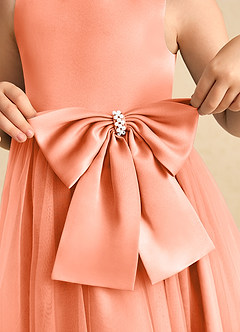 Azazie Twinsie Flower Girl Dresses Sunset A-Line Bow Tulle Dress image6