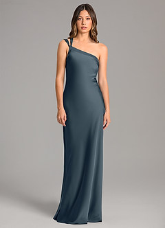 Azazie Monroe Bridesmaid Dresses Twilight Mermaid One Shoulder Stretch Satin Dress image4