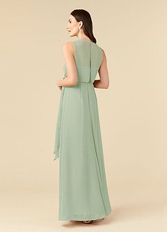Azazie Marchioness Mother of the Bride Dresses Dusty Sage A-Line Scoop Pleated Chiffon Dress image4