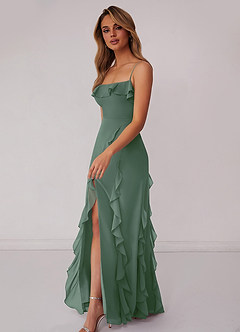Barbie ♥ Azazie Bridesmaid Dresses Eucalyptus Sheath Bow Chiffon Dress image5