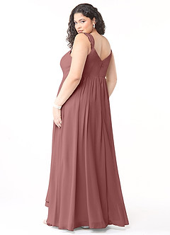 Azazie Cleobella Robes de demoiselle d'honneur Robe Trapèze en Mousseline de soie Dentelle en forme de cœur Rose Du Désert image11
