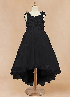 Azazie Ceres Blumenmädchenkleider Ballkleid Spitze Tüll Kleid Schwarz image3