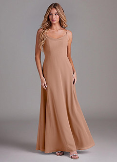 Azazie Daenerys Brautjungfernkleider A-Linie Kutte Chiffon Kleid Champagner Rosa image3