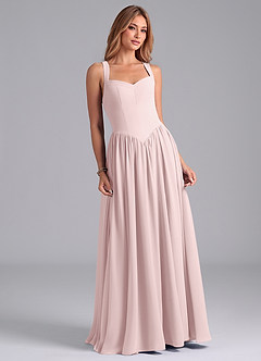 Azazie Francis Brautjungfernkleider A-Linie Korsett Chiffon Kleid Zartrosa image4