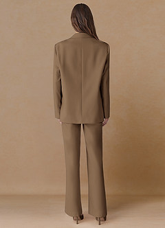 front Marina Tryffel Raffinerade vävda raka byxor