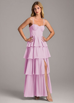 Azazie Alanna Robes de demoiselle d'honneur Robe Trapèze en Mousseline de soie Encolure en Forme de Cœur Rose Bonbon image5