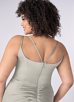 Barbie ♥ Azazie Final Sale Pebble Mermaid Pleated Stretch Satin Dress image11