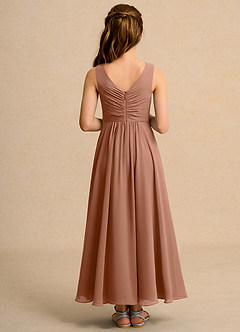 Azazie Ducky Junior Formal Blumenmädchenkleider A-Linie Plissee Chiffon Kleid Bronzer image2