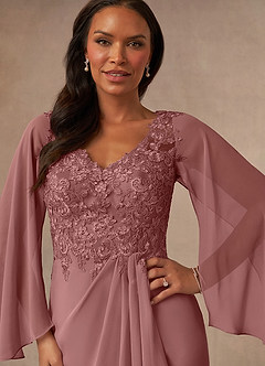 Azazie Perry Mother of the Bride Dresses Desert Rose Mermaid V-Neck Lace Chiffon Dress image6