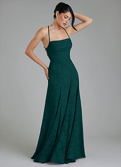Azazie Tatum Robes de demoiselle d'honneur Robe Trapèze en Blumen-Burnout Corset Vert Pin image6