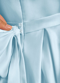Azazie Pearl Blumenmädchenkleider Ballkleid Plissee Matte Satin Kleid Himmelblau image9
