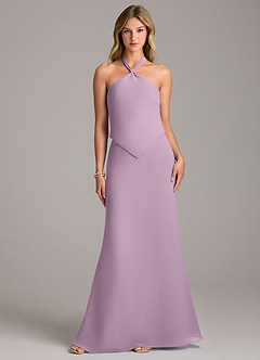 Azazie Keisha Bridesmaid Dresses Wisteria Sheath Chiffon Dress image1