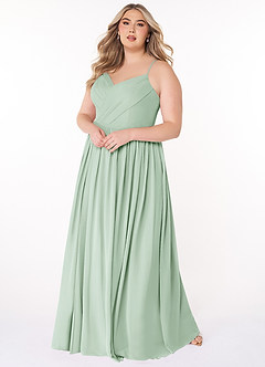 Azazie Cora Bridesmaid Dresses Agave A-Line Pleated Chiffon Dress image8