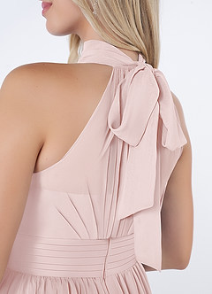 Azazie Iman Bridesmaid Dresses Blushing Pink A-Line A-Line Ruched Chiffon Dress image7