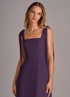 Azazie Debra Bridesmaid Dresses Plum A-Line with Pockets Chiffon Convertible Dress image7