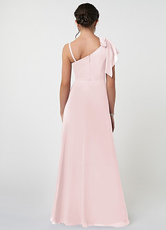 Azazie Aidy Junior Blushing Pink A-Line Bow Chiffon Dress image2