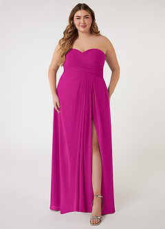 Azazie Arabella Allure Bridesmaid Dresses Fuchsia A-Line Sweetheart Neckline Chiffon Convertible Dress image12