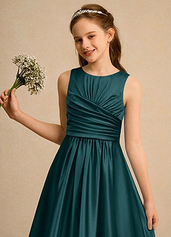 Azazie Ducky Girls Formal Flower Girl Klänningar Klä A-Line i Stretch Satin Plisserad image6