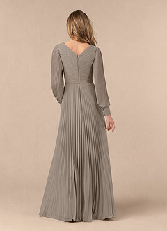 Azazie Zina Mother of the Bride Dresses Taupe A-Line Pleated Chiffon Dress image4