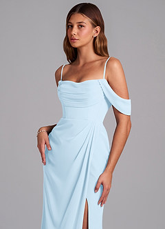 Azazie Johana Bridesmaid Dresses Sky Blue Mermaid Off the Shoulder Chiffon Convertible Dress image5