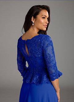 Azazie Averie Mother of the Bride Dresses Royal Blue A-Line Boatneck Sequins Chiffon Dress image10