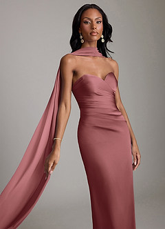 Azazie Sonora Brudtärnklänningar Klä av Tubklänning i Stretch Satin Axelbandslös Ametist image4