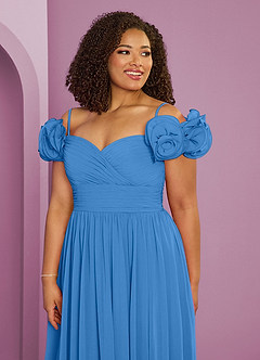 Barbie ♥ Azazie Brautjungfernkleider Wandelbar A-Linie Schulterfrei Chiffon Kleid Blauhäher image18