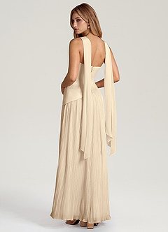 Azazie Tierney Bridesmaid Dresses Champagne A-Line Strapless Chiffon Convertible Dress image4