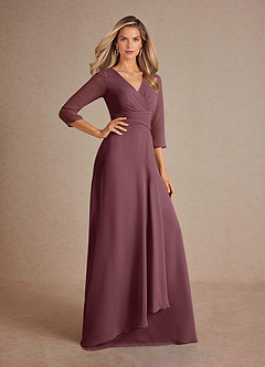 Azazie Mayfield Abiti per la Madre della Sposa Abito A-Line in Chiffon Plissettato Sangria image4