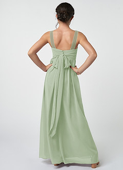 Azazie Kora Junior Dusty Sage A-Line Pleated Chiffon Dress image2