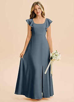 Azazie Bondi Junior Twilight A-Line Side Slit Stretch Satin Dress image1