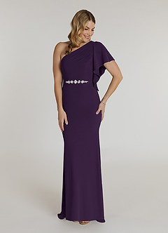 Azazie Pia Mother of the Bride Dresses Plum Mermaid Pleated Stretch Crepe Dress image1